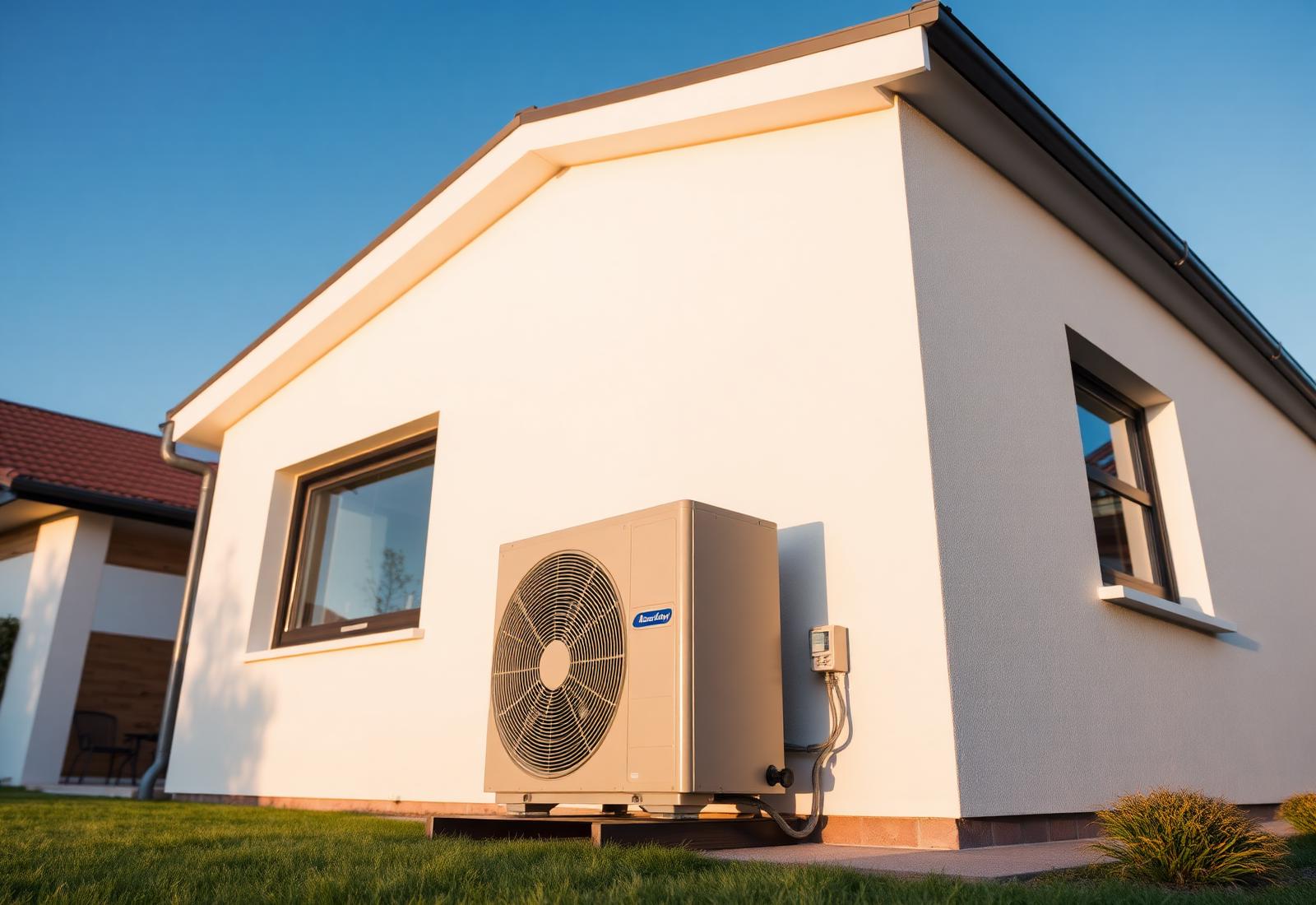 Pompe à chaleur installée sur une maison moderne